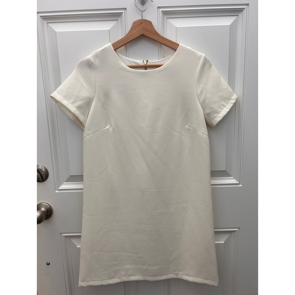 Lulus Cream Short Sleeve Shift Mini Dress Off White Bridal Shower Size S